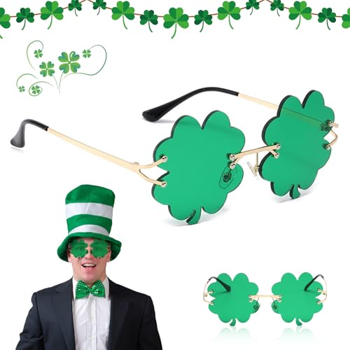 CHIHOLEN St. Patrick's Day Brille, St. Patrick's Day irische Sonnenbrille, irische vierblättrige Kleeblatt-Brille, St. Patrick's Day Zubehör, Kobold-Kostüm-Brille, Metallrahmen für Männer, Frauen, CHIHOLEN St. Patrick's Day Brille, St. Patrick's Day irische Sonnenbrille, irische vierblättrige Kleeblatt-Brille, St. Patrick's Day Zubehör, Kobold-Kostüm-Brille, Metallrahmen für Männer, Frauen, von CHIHOLEN