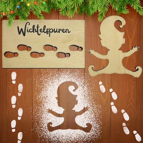 Wichtel Schablone Weihnachten, Fußabdrücke Zubehör Holz Schablonen, Elf Fenster Malschablonen Deko, Für Böden, Glass Door Floor,Wiederverwendbare, 2PCS Wichtel Schablone Weihnachten, Fußabdrücke Zubehör Holz Schablonen, Elf Fenster Malschablonen Deko, Für Böden, Glass Door Floor,Wiederverwendbare, 2PCS von CHIKIXSON