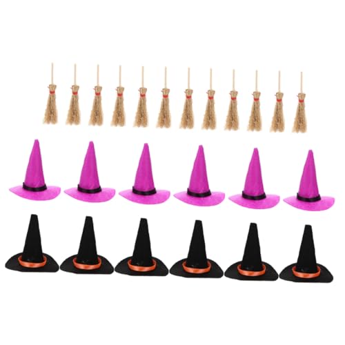 CHILDWEET Miniatur-hexenhüte Besen-set 24-teilig Halloween-hexenhüte Für Puppenhaus-dekoration Winziger Hexenhut Für Mini-heim- Und Party-dekorationen von CHILDWEET