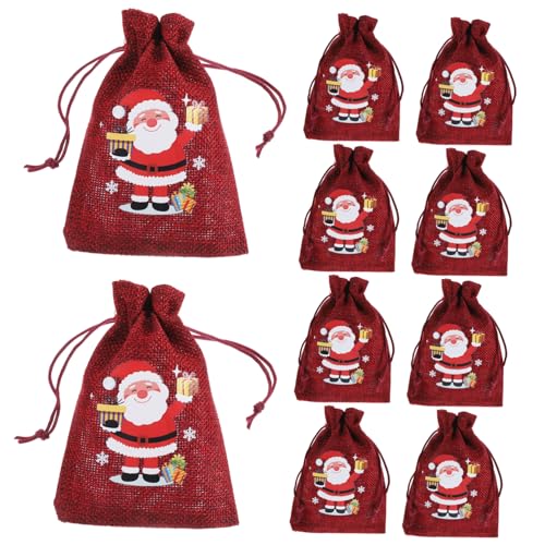 CHILDWEET 10 Stück Weihnachts-leckerli-Beutel Für Süßigkeiten, Snacks, Schmuckbeutel Mit Kordelzug von CHILDWEET