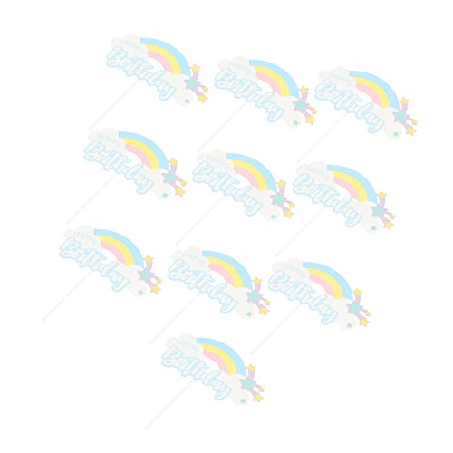 CHILDWEET 10 Stücke Regenbogen Kuchen Topper Sterne für Geburtstag Party Dekorative Kuchen Topper Set für Geburtstag Kuchen Dekoration von CHILDWEET