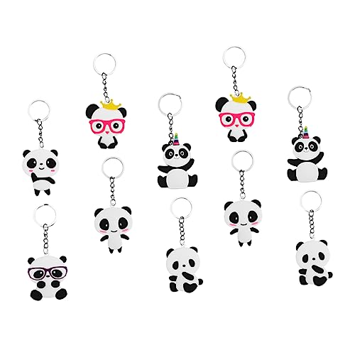 CHILDWEET 10St Schlüsselanhänger Schlüsselhalter Plüschfigurenspielzeug Tier Schlüsselbund Schlüsselringe Dekor Rucksack hängend schmücken Taschenanhänger Panda Ornament Geschenk Kind PVC von CHILDWEET