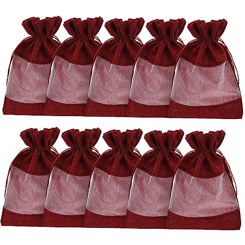 CHILDWEET 10st Beutel Mit Kordelzug Für Süßigkeiten Faltbar Weiße Taschen Mit Griffen Jutebeutel Kleine Stofftaschen Taschen Masse Behälter Mülleimer Organzabeutel Groß Große Taschen Leinen- von CHILDWEET