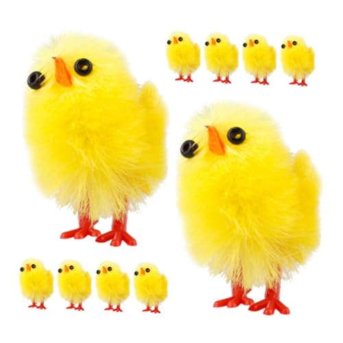 CHILDWEET 10St Osterküken geschirr ostern austecherformen ostern simuliertes Huhn Miniaturküken Plüschfigur Spielzeug Wohnkultur Kükenspielzeug für Ostern Osterhuhn flauschige Eier Statue von CHILDWEET