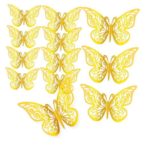 CHILDWEET 12 Stk Schmetterling Wandtattoo Schmetterlingsstrauß Schmetterlings-kunstdekor Glitzer-wanddekor-aufkleber 3d Schmetterlingsaufkleberdekorationen Deckenaufkleber Golden Papier CHILDWEET 12 Stk Schmetterling Wandtattoo Schmetterlingsstrauß Schmetterlings-kunstdekor Glitzer-wanddekor-aufkleber 3d Schmetterlingsaufkleberdekorationen Deckenaufkleber Golden Papier von CHILDWEET
