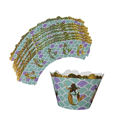 CHILDWEET 12st Cupcake-becher Einweg-kuchenbecher Cupcake-wrapper Mit Glitzer Muffin-pappbecher Glitzer Cupcake Wrapper Kuchenverpackung Für Die Babyparty Dessertschale Meerjungfrau von CHILDWEET