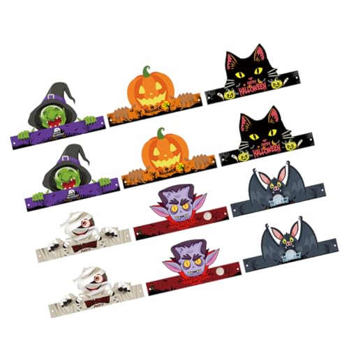 CHILDWEET 12pcs Halloween Papier Hüte Scary Geister Spinne Dreieck Stirnbänder Monster Für Kinder Erwachsene Party CHILDWEET 12pcs Halloween Papier Hüte Scary Geister Spinne Dreieck Stirnbänder Monster Für Kinder Erwachsene Party von CHILDWEET