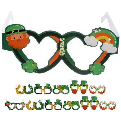 CHILDWEET 12st Party Dekoration Gläser St. Patricks Day Kostüm Lustige Brillen Irische Foto-requisiten St. Patricks Day-outfits St. Patricks Day-accessoires Gründekor Kleidung Irland Papier von CHILDWEET