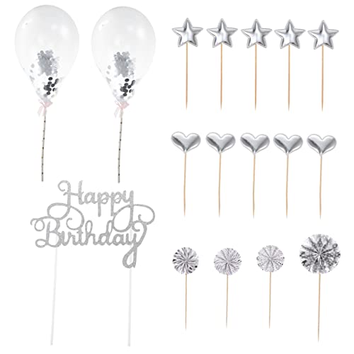 CHILDWEET 17stücke Teiliges Cake Topper Silbernem Pu Für Geburtstagsfeiern Happy Birthday Tortendeko Für Kuchen Und Desserts Leicht Zu Lagern Verwenden CHILDWEET 17stücke Teiliges Cake Topper Silbernem Pu Für Geburtstagsfeiern Happy Birthday Tortendeko Für Kuchen Und Desserts Leicht Zu Lagern Verwenden von CHILDWEET