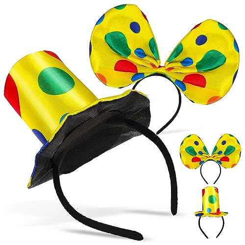 CHILDWEET 2 Sätze Clown-Hut-Stirnband Clown-Stirnband-Hut Haargummi Kappen Cosplay-Clown-Hut Clown-Performance-Hut Halloween Kopfbedeckung binden Partyhut Kind Kleidung von CHILDWEET