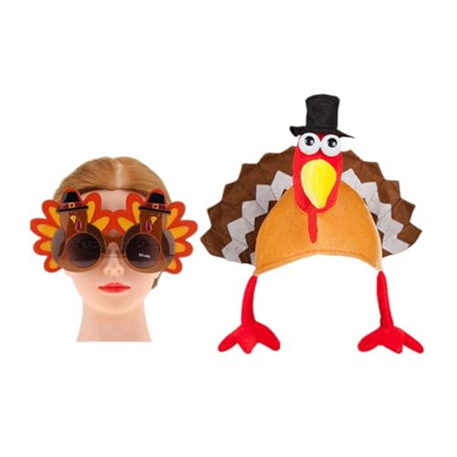 CHILDWEET 2 Stk Thanksgiving-truthahnhut Truthahnhut Kostüm Truthahn Sonnenbrille Karnevalsparty Verkleiden Sich Hut Und Brille Festival-kostümzubehör Hüte Dekor Kind Combo-platte Gläser von CHILDWEET
