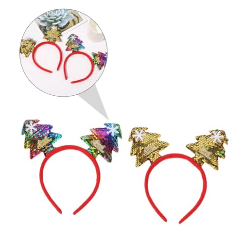 CHILDWEET 2 Stück Weihnachts-haarreifen mit Kreativer Weihnachtsbaum-dekoration Party-haarband für Karneval Maskenball Familienfeiern und Festliche Kostüme von CHILDWEET