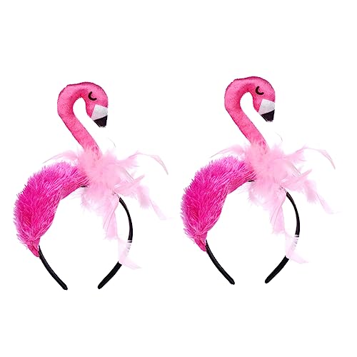 CHILDWEET 2st Flamingo-stirnband Haarschmuck Hawaii-outfits Hawaii-kleidung Flamingo-lampe Tiere Hut Luau-kostüm Party-flamingo-kopfschmuck Für Kinder Geburtstagsfeier Haarband Feder Foto von CHILDWEET