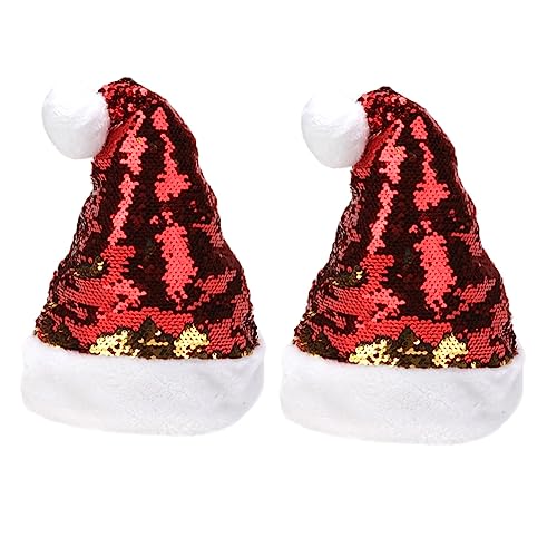CHILDWEET Glänzende Pailletten-Weihnachtsmütze 2 Stück Plüsch Weihnachtsdekoration neuartiger Partyhut für Weihnachten CHILDWEET Glänzende Pailletten-Weihnachtsmütze 2 Stück Plüsch Weihnachtsdekoration neuartiger Partyhut für Weihnachten von CHILDWEET