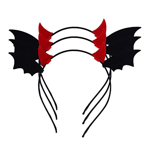 CHILDWEET 3 Stück Halloween Haarreif Teiliges mit Teufelshörnern und Fledermausflügeln Kreatives Kinderkostüm Haarband für Karneval Party Cosplay Festlicher Haarschmuck für Mädchen und von CHILDWEET