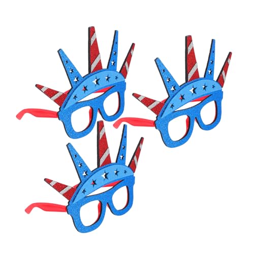 CHILDWEET 3 Stück Teiliges Patriotic Party Brille Statue Of Liberty Design Lustige Independence Day Sonnenbrille für Themenfeiern Bequemes Material Sicheres Tragegefühl für Events von CHILDWEET