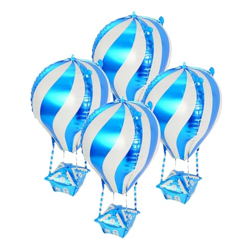 CHILDWEET 4 Stück Heizballon heißluftballon luftballons Aluminiumballons Partyzubehör für Flugzeuge Ballondekorationen zum Geburtstag Folienballons für Helium Partyballon Aluminiumfolie Blue von CHILDWEET