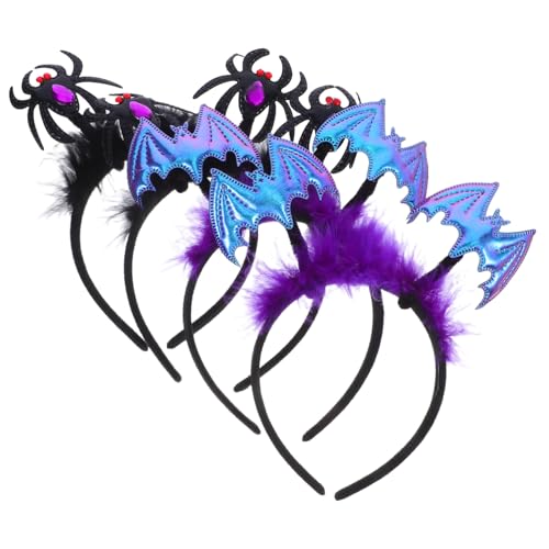 CHILDWEET 4 Stück Teiliges Halloween Haarband mit Fledermaus und Spinnenkopfstücken Weiches Hautfreundliches Material Dekorative Kostüm Accessoires für Frauen und Mädchen für Halloween Party von CHILDWEET