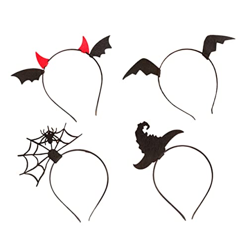 CHILDWEET 4-teiliges Hexen-stirnband-set Gruselige Spinnen- Fledermaus- Und Teufelshörner Bequeme Passform Für Halloween Cosplay CHILDWEET 4-teiliges Hexen-stirnband-set Gruselige Spinnen- Fledermaus- Und Teufelshörner Bequeme Passform Für Halloween Cosplay von CHILDWEET