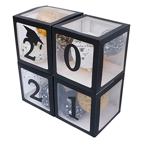 CHILDWEET 4Er-Box Abschluss-Ballon-Box goldener Ballon Absolventenboxen balloon decoration set ballon dekoration set Abschluss Ballon Abschlussballondekoration Papier Black von CHILDWEET