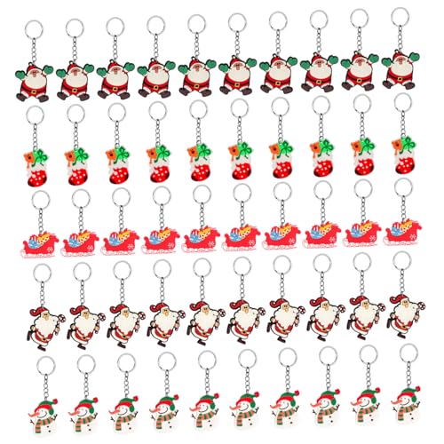 CHILDWEET 50 Stück Weihnachtlicher Weichkleber-Anhänger Weihnachts-Sankt-Schlüsselanhänger weihnachtliche Schlüsselanhänger Schlüsselbund Schlüsselringe Puppenornament Baby von CHILDWEET