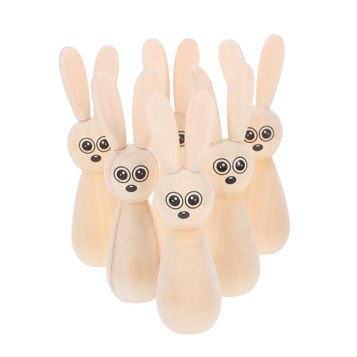 CHILDWEET Ostern Bastelbedarf 6 Stück Handgemachte Holz Hase Ausschnitt Peg Puppen Für Dekorationen CHILDWEET Ostern Bastelbedarf 6 Stück Handgemachte Holz Hase Ausschnitt Peg Puppen Für Dekorationen von CHILDWEET