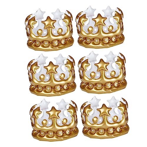CHILDWEET 6 Stück Aufblasbare Krone Foto-Requisite Dress Up Crown Gold Geburtstagskronen Krone Kopfschmuck Kronen Aufblasbare Requisiten Aufblasbare Krone Requisite Geburtstagskrone von CHILDWEET