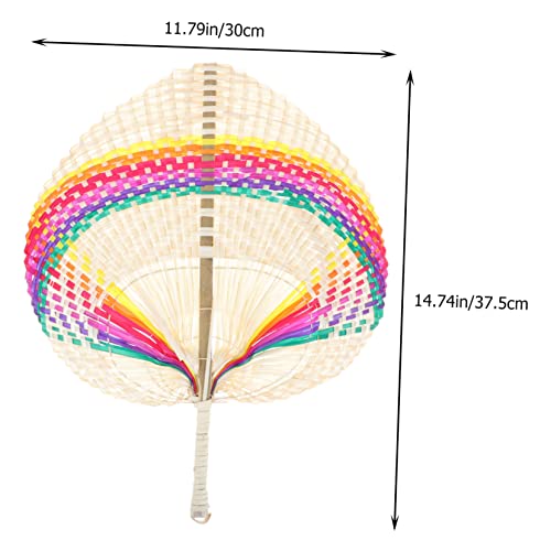 CHILDWEET Bambusfächer Handgewebt Leichter Chinesischer Dekorationsfächer Natürlicher Regenbogenfarbener Fächer für Wand und Sommerparty Deko Filigranes Handwerk Praktisch und Robust von CHILDWEET