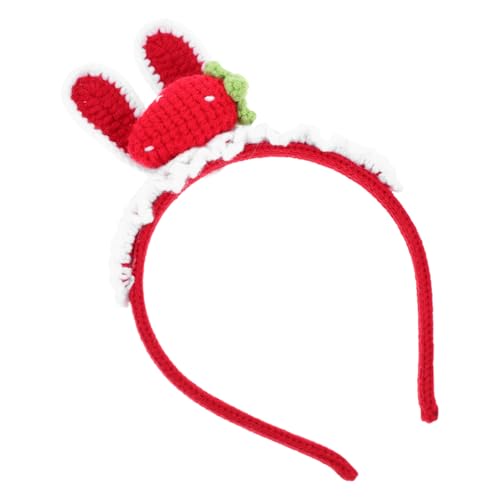 CHILDWEET Erdbeer -kaninchen -ohrstirnband Hasenhaarband Kaninchenohrstirnband Haarschmuck Für Ostern Gehäkeltes Stirnband Obst Haarband Haarbänder Mit Hasenohren Süßes Haarband Rot Eisen von CHILDWEET
