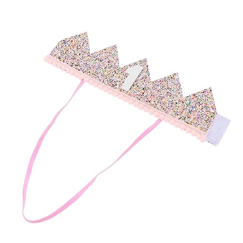 CHILDWEET Krone Stirnband für Kinder Kopfbedeckung zum 1. Geburtstag Glitzer-Baby-Party Tiara Haargummi 1. Krone Neugeborener Geburtstagshut Traum Kronenhut Babymütze kleiner Junge Stoff von CHILDWEET