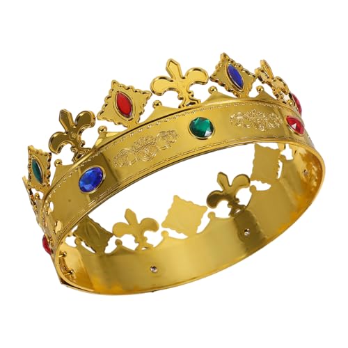 CHILDWEET Königskrone Haarreif Gold mit Funkelnden Strasssteinen Leichter Party Kopfschmuck für Halloween Karneval und Geburtstagsfeier Mittelalterliches Cosplay Zubehör von CHILDWEET