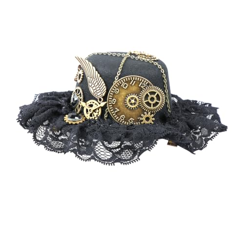 CHILDWEET Vintage-Hüte Fascinator-Hut Retro-Gothic-Haarspange Haarspangen Tiara Festival kleiner Zylinder Punkhut mit Clip charmant Haarschmuck Partyhut Haarnadel Fröhlich Kopfbedeckung von CHILDWEET