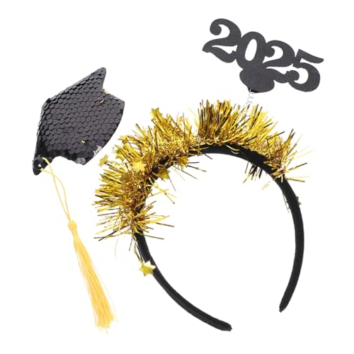 CHILDWEET Abschlussmütze Für Die Klasse 2025 Bachelor-hut Stirnband Paillettenstoff Abschlusskappe Quaste Für Haarband CHILDWEET Abschlussmütze Für Die Klasse 2025 Bachelor-hut Stirnband Paillettenstoff Abschlusskappe Quaste Für Haarband von CHILDWEET