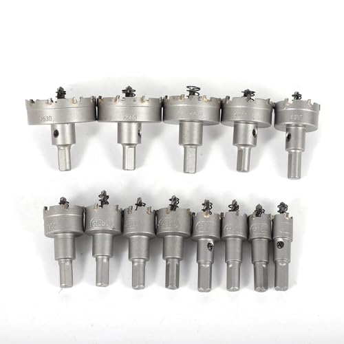 CHIMHOON 13/16/23 Stück Ø15-100mm TCT Lochsägen, Hartmetall Lochsäge Kreisschneider Bohrkrone Set Kernbohrer, für Hartmetall, Edelstahl, Baustahl, Alu, Kupfer, Eisen,etc (13) von CHIMHOON