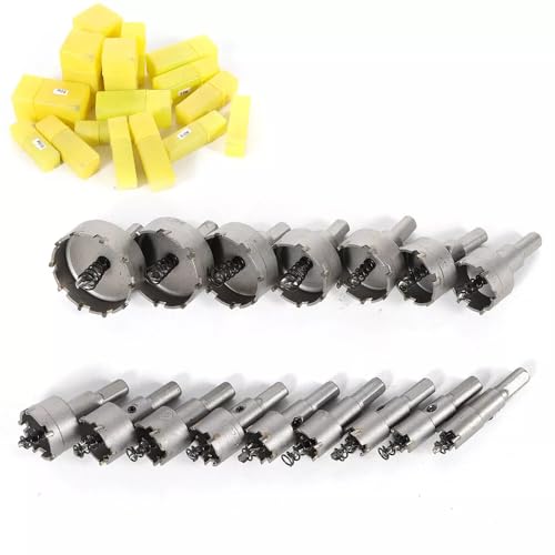 CHIMHOON 13/16/23 Stück Ø15-100mm TCT Lochsägen, Hartmetall Lochsäge Kreisschneider Bohrkrone Set Kernbohrer, für Hartmetall, Edelstahl, Baustahl, Alu, Kupfer, Eisen,etc (16) von CHIMHOON