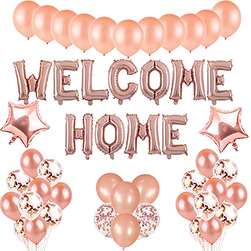 Luftballons Willkommen Zuhause Deko Roségold Luftballons Set Zur Geburt Mädchen, Helium Buchstaben Folienballons Welcome Home Banner Girlande, Rose Gold Latex Ballons für Baby Junge Hause Luftballons Willkommen Zuhause Deko Roségold Luftballons Set Zur Geburt Mädchen, Helium Buchstaben Folienballons Welcome Home Banner Girlande, Rose Gold Latex Ballons für Baby Junge Hause von CHINPING