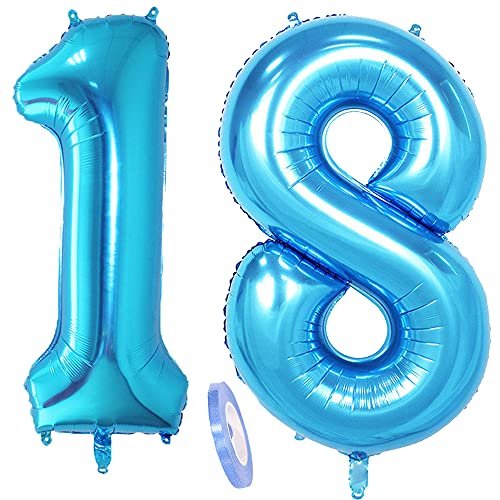Folienballon Zahl Deko Blau 18 für Junge Jungs, XXL 100cm Riesen Nummer Aufblasbar Helium Ballon Blue Figuren Zahlen Luftballons für 18. Jahre Jungen Geburtstag Hochzeit Jubiläum Party Dekoration Folienballon Zahl Deko Blau 18 für Junge Jungs, XXL 100cm Riesen Nummer Aufblasbar Helium Ballon Blue Figuren Zahlen Luftballons für 18. Jahre Jungen Geburtstag Hochzeit Jubiläum Party Dekoration von CHINPING