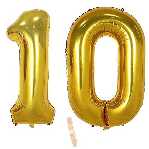Folienballon Zahl Deko Gold 10 für Mädchen Junge Jungs,XXL 100cm Riesen Nummer Aufblasbar Helium Ballon Figuren Zahlen Luftballons für 10. Jahre Kinder Geburtstag Hochzeit Jubiläum Party Dekoration Folienballon Zahl Deko Gold 10 für Mädchen Junge Jungs,XXL 100cm Riesen Nummer Aufblasbar Helium Ballon Figuren Zahlen Luftballons für 10. Jahre Kinder Geburtstag Hochzeit Jubiläum Party Dekoration von CHINPING
