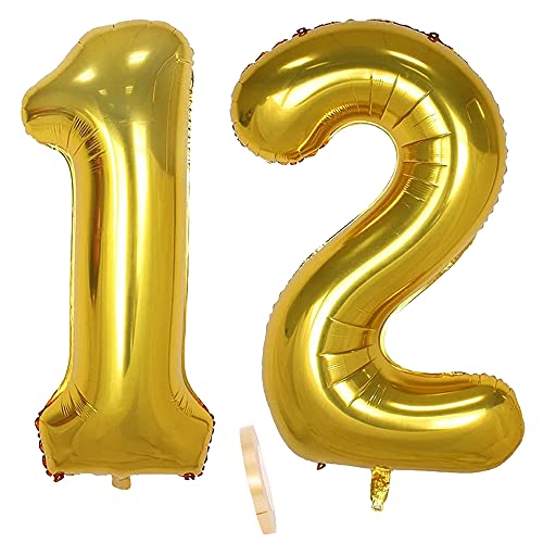 Folienballon Zahl Deko Gold 12 für Mädchen Junge Jungs,XXL 100cm Riesen Nummer Aufblasbar Helium Ballon Figuren Zahlen Luftballons für 12. Jahre Kinder Geburtstag Hochzeit Jubiläum Party Dekoration Folienballon Zahl Deko Gold 12 für Mädchen Junge Jungs,XXL 100cm Riesen Nummer Aufblasbar Helium Ballon Figuren Zahlen Luftballons für 12. Jahre Kinder Geburtstag Hochzeit Jubiläum Party Dekoration von CHINPING