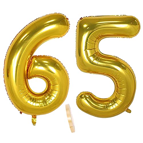 Folienballon Zahl Deko Gold 65 für Frauen Männer, XXL 100cm Riesen Nummer Aufblasbar Helium Ballon Figuren Zahlen Luftballons für 65. Jahre Mann Frau Geburtstag Hochzeit Jubiläum Party Dekoration Folienballon Zahl Deko Gold 65 für Frauen Männer, XXL 100cm Riesen Nummer Aufblasbar Helium Ballon Figuren Zahlen Luftballons für 65. Jahre Mann Frau Geburtstag Hochzeit Jubiläum Party Dekoration von CHINPING