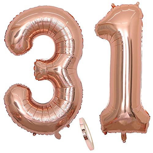 Folienballon Zahl Deko Rose Gold 31 für Frau Frauen, XXL 100cm Riesen Nummer Aufblasbar Helium Ballon Figuren Zahlen Luftballons Geschenk für 31. Jahre Geburtstag Hochzeit Jubiläum Party Dekoration Folienballon Zahl Deko Rose Gold 31 für Frau Frauen, XXL 100cm Riesen Nummer Aufblasbar Helium Ballon Figuren Zahlen Luftballons Geschenk für 31. Jahre Geburtstag Hochzeit Jubiläum Party Dekoration von CHINPING