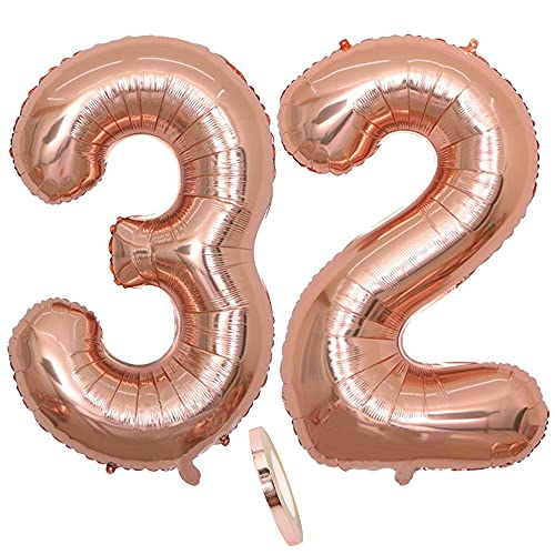 Folienballon Zahl Deko Rose Gold 32 für Frau Frauen, XXL 100cm Riesen Nummer Aufblasbar Helium Ballon Figuren Zahlen Luftballons Geschenk für 32. Jahre Geburtstag Hochzeit Jubiläum Party Dekoration Folienballon Zahl Deko Rose Gold 32 für Frau Frauen, XXL 100cm Riesen Nummer Aufblasbar Helium Ballon Figuren Zahlen Luftballons Geschenk für 32. Jahre Geburtstag Hochzeit Jubiläum Party Dekoration von CHINPING