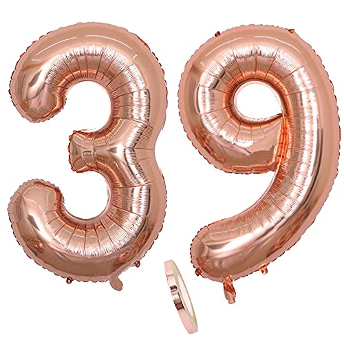 Folienballon Zahl Deko Rose Gold 39 für Frau Frauen, XXL 100cm Riesen Nummer Aufblasbar Helium Ballon Figuren Zahlen Luftballons Geschenk für 39. Jahre Geburtstag Hochzeit Jubiläum Party Dekoration Folienballon Zahl Deko Rose Gold 39 für Frau Frauen, XXL 100cm Riesen Nummer Aufblasbar Helium Ballon Figuren Zahlen Luftballons Geschenk für 39. Jahre Geburtstag Hochzeit Jubiläum Party Dekoration von CHINPING