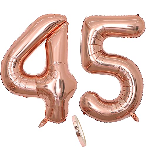 Folienballon Zahl Deko Rose Gold 45 für Frau Frauen, XXL 100cm Riesen Nummer Aufblasbar Helium Ballon Figuren Zahlen Luftballons Geschenk für 45. Jahre Geburtstag Hochzeit Jubiläum Party Dekoration Folienballon Zahl Deko Rose Gold 45 für Frau Frauen, XXL 100cm Riesen Nummer Aufblasbar Helium Ballon Figuren Zahlen Luftballons Geschenk für 45. Jahre Geburtstag Hochzeit Jubiläum Party Dekoration von CHINPING