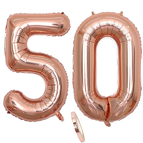 Folienballon Zahl Deko Rose Gold 50 für Frau Frauen, XXL 100cm Riesen Nummer Aufblasbar Helium Ballon Figuren Zahlen Luftballons Geschenk für 50. Jahre Geburtstag Hochzeit Jubiläum Party Dekoration Folienballon Zahl Deko Rose Gold 50 für Frau Frauen, XXL 100cm Riesen Nummer Aufblasbar Helium Ballon Figuren Zahlen Luftballons Geschenk für 50. Jahre Geburtstag Hochzeit Jubiläum Party Dekoration von CHINPING