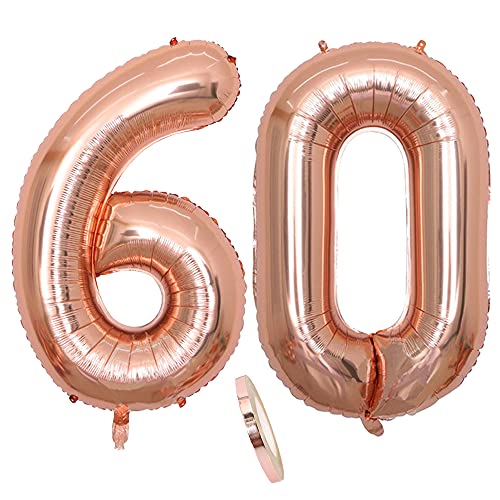 Folienballon Zahl Deko Rose Gold 60 für Frau Frauen, XXL 100cm Riesen Nummer Aufblasbar Helium Ballon Figuren Zahlen Luftballons Geschenk für 60. Jahre Geburtstag Hochzeit Jubiläum Party Dekoration Folienballon Zahl Deko Rose Gold 60 für Frau Frauen, XXL 100cm Riesen Nummer Aufblasbar Helium Ballon Figuren Zahlen Luftballons Geschenk für 60. Jahre Geburtstag Hochzeit Jubiläum Party Dekoration von CHINPING