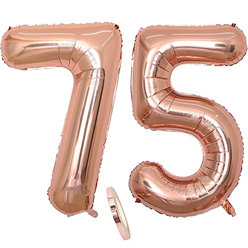 Folienballon Zahl Deko Rose Gold 75 für Frau Frauen, XXL 100cm Riesen Nummer Aufblasbar Helium Ballon Figuren Zahlen Luftballons Geschenk für 75. Jahre Geburtstag Hochzeit Jubiläum Party Dekoration Folienballon Zahl Deko Rose Gold 75 für Frau Frauen, XXL 100cm Riesen Nummer Aufblasbar Helium Ballon Figuren Zahlen Luftballons Geschenk für 75. Jahre Geburtstag Hochzeit Jubiläum Party Dekoration von CHINPING