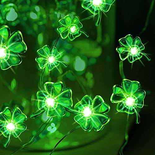 St. Patrick's Day Lichterkette vierblättriges Kleeblatt irische Fee LED-Licht 30 grüne LEDs batteriebetrieben mit 8 Blinkmodi für St. Patrick's Day Partydekoration von CHINS