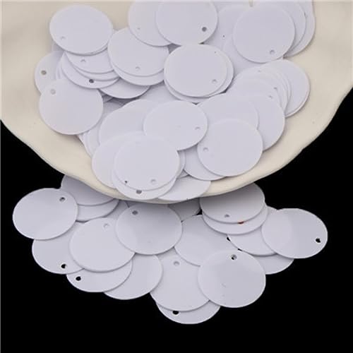 Pailletten-Pailletten, 15 mm, flach, groß, rund, PVC, lose Pailletten, Nähzubehör für Damenbekleidung, mit 1 Seitenloch, 10 g, weiß, 15 mm, 10 g Pailletten-Pailletten, 15 mm, flach, groß, rund, PVC, lose Pailletten, Nähzubehör für Damenbekleidung, mit 1 Seitenloch, 10 g, weiß, 15 mm, 10 g von CHIPEL