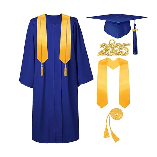 Abschlussfeier Deko 2025 Abschlussmütze Talar 2025 Set mit Quaste, Ehrenkordel, Abschlussstolen für High School, College, Bachelor Geschenk für Master Abschluss Geschenk Abschlussfeier Deko 2025 Abschlussmütze Talar 2025 Set mit Quaste, Ehrenkordel, Abschlussstolen für High School, College, Bachelor Geschenk für Master Abschluss Geschenk von CHISHAYA